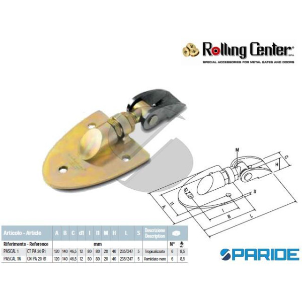 CARDINE PASCAL 1 REGISTRABILE TROPICALIZZATO ROLLING CENTER