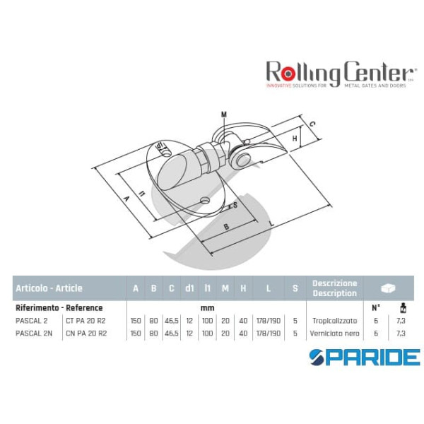 CARDINE PASCAL 2N NERO ROLLING CENTER