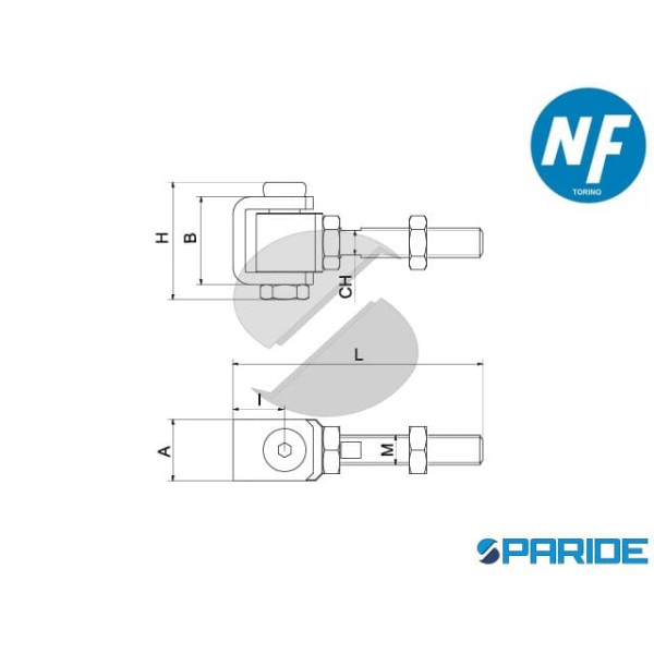 CARDINE PRATICO M12 876 12 SENZA BOCCOLA NOVA-FERR
