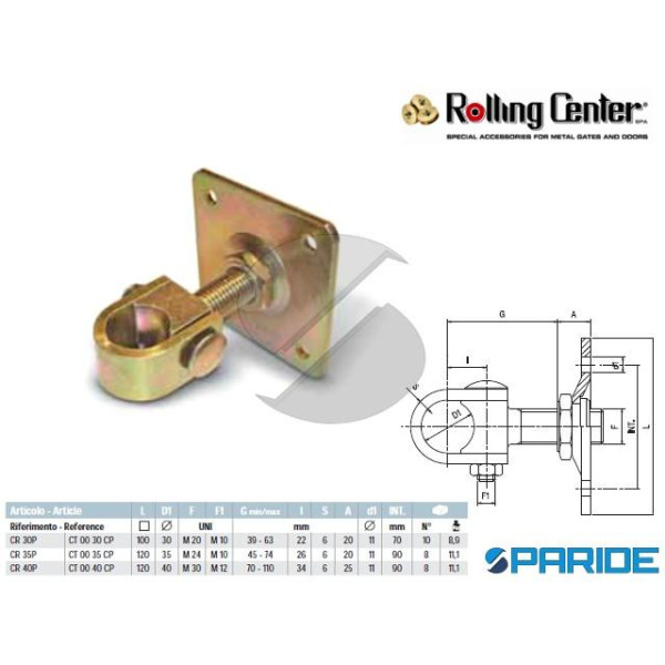 CARDINE REGISTRABILE CON PIASTRA CR30P SERIE FERRO...