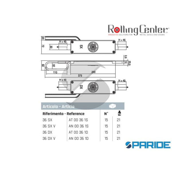 CARIGLIONE 36DX PER ASTA 30X10 ROLLING CENTER