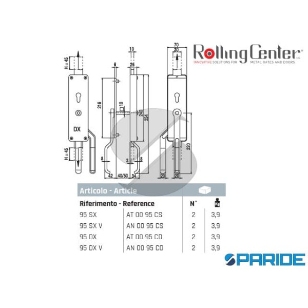 CARIGLIONE 95SX PER ASTA 30X10 ROLLING CENTER