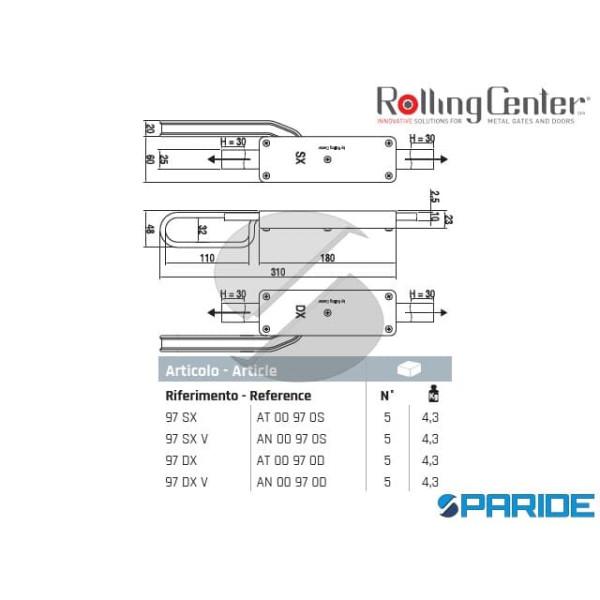 CARIGLIONE PICCOLO 97DX PER ASTA 25X10 ROLLING CENTER