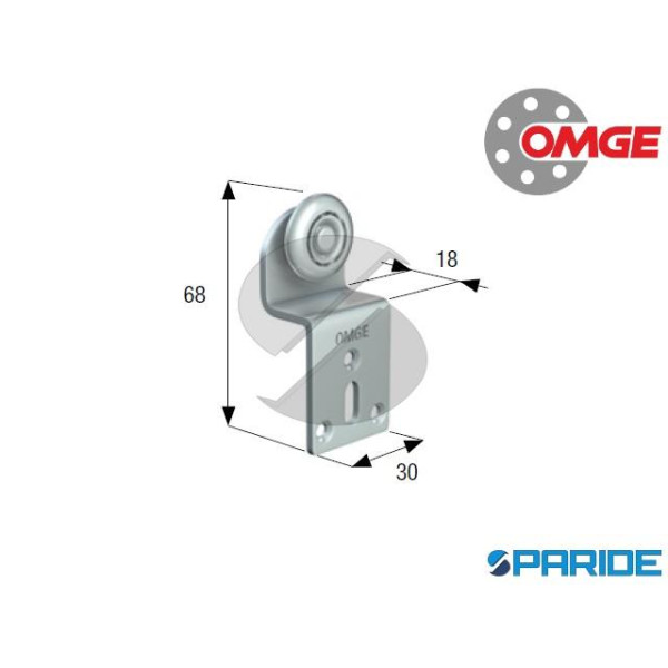 CARRELLO 1 RUOTA D 24 MM ACCIAIO 36 OMGE STAFFA ZA...