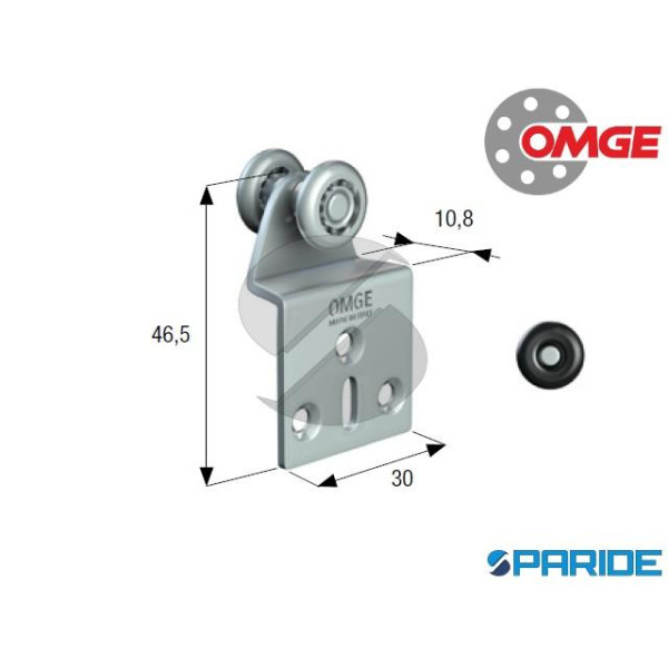 CARRELLO 2 RUOTE D 15 MM 18 OMGE ACCIAIO-NYLON CON SUPPORTO