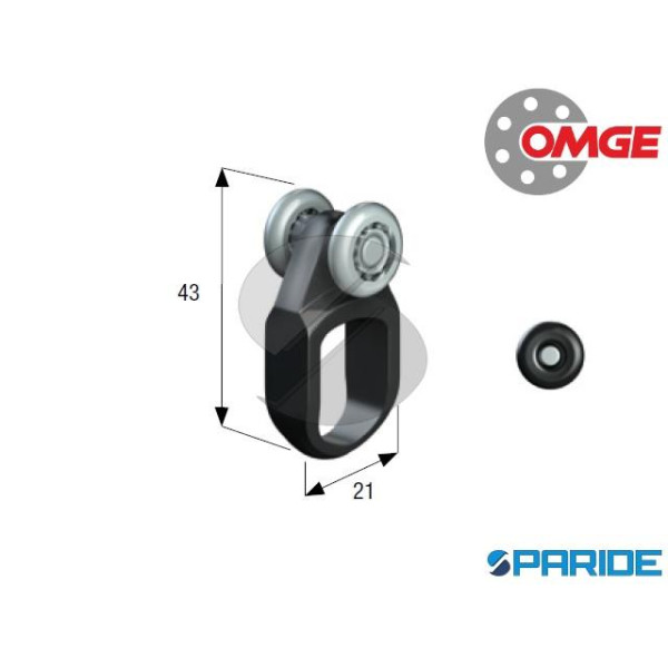 CARRELLO 2 RUOTE D 15 MM 903 OMGE NYLON CON ASOLA