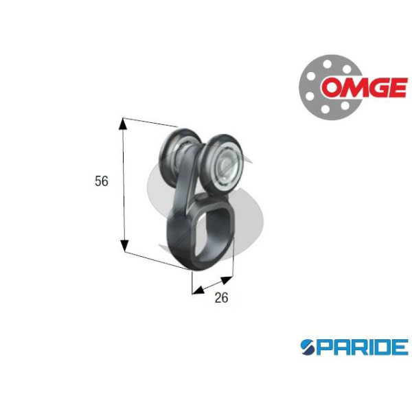 CARRELLO 2 RUOTE D 24 MM 901 OMGE ACCIAIO-NYLON CO...