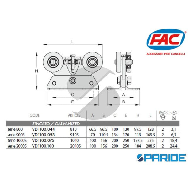 CARRELLO 2010S PER CANCELLI AUTOPORTANTI FAC VD1100100