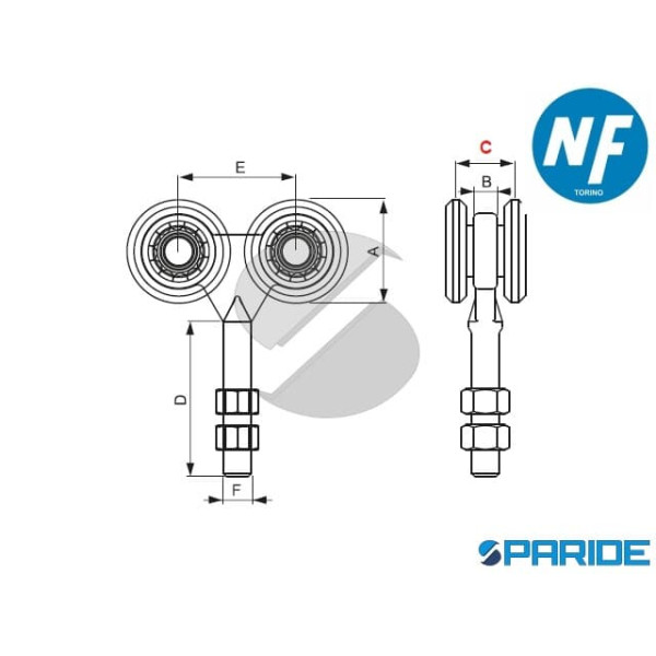 CARRELLO 4 CUSCINETTI IN ACCIAIO 13 1S NOVA-FERR