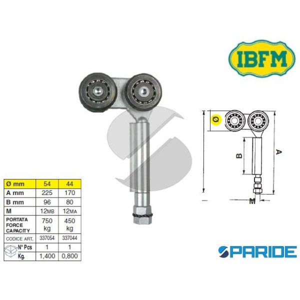 CARRELLO 4 RUOTE 337 54 CON 4 CUSCINETTI IBFM CON ...