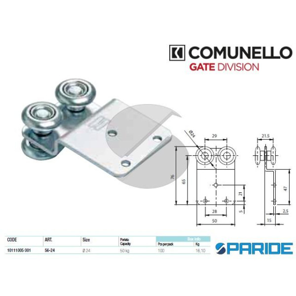 CARRELLO 4 RUOTE 56-24 CON STAFFA LARGA ZANCATA CO...