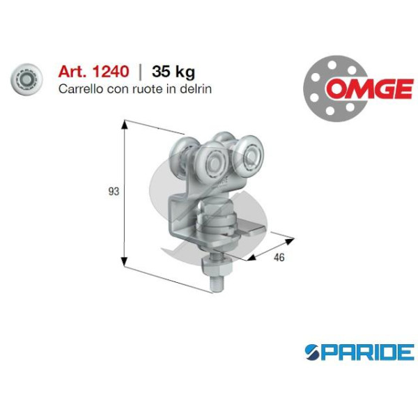 CARRELLO 4 RUOTE IN DELRIN D 24 MM 1240 OMGE