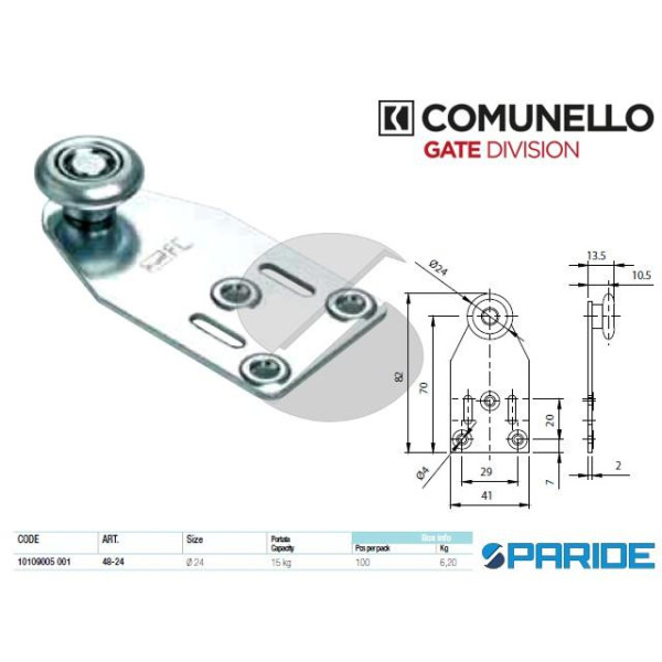 CARRELLO A 1 RUOTA 48-24 CON STAFFA COMUNELLO