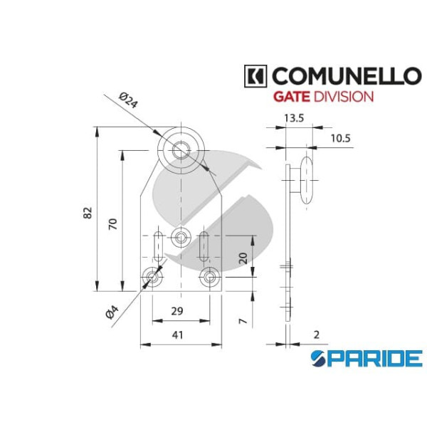 CARRELLO A 1 RUOTA 48-24 CON STAFFA COMUNELLO