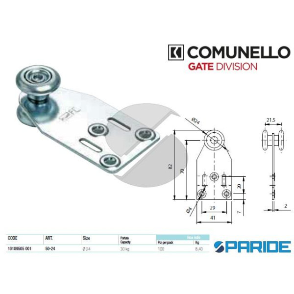 CARRELLO A 2 RUOTE 50-24 CON STAFFA COMUNELLO