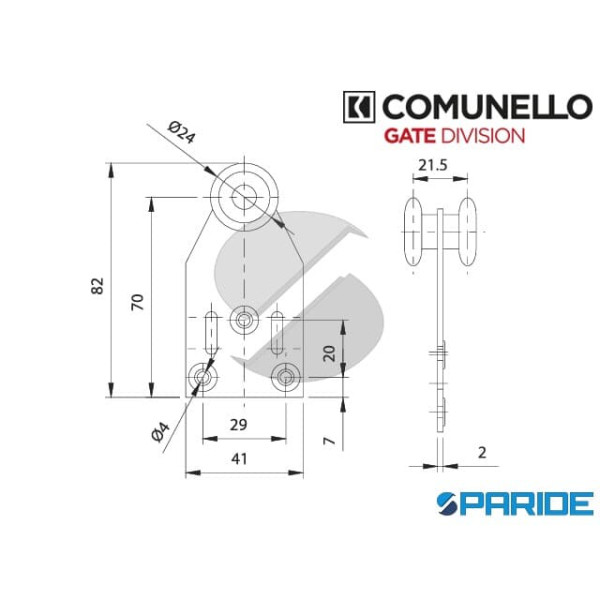 CARRELLO A 2 RUOTE 50-24 CON STAFFA COMUNELLO