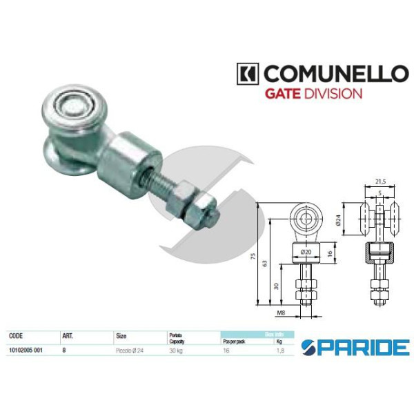 CARRELLO A 2 RUOTE 52-24 CON STAFFA ZANCATA COMUNE...