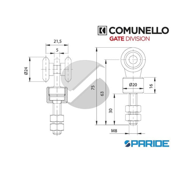 CARRELLO A 2 RUOTE GIREVOLE 8 COMUNELLO