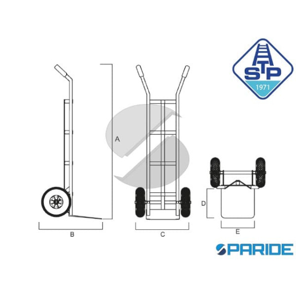 CARRELLO ALLUMINIO A 2 RUOTE PORTATA KG 200 STP