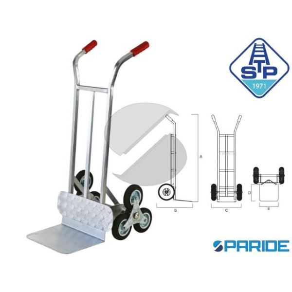 CARRELLO ALLUMINIO A 3 RUOTE PORTATA KG 120 STP