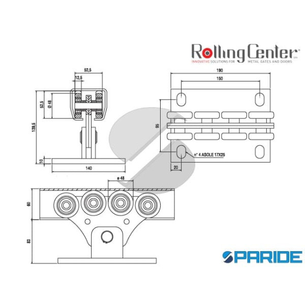 CARRELLO BASIC SILENT P PER CANCELLI AUTOPORTANTI ROLLING CENTER