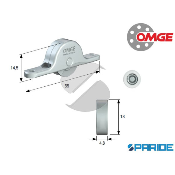 CARRELLO CON RUOTA PIANA D 18 MM 1333 OMGE IN DELR...