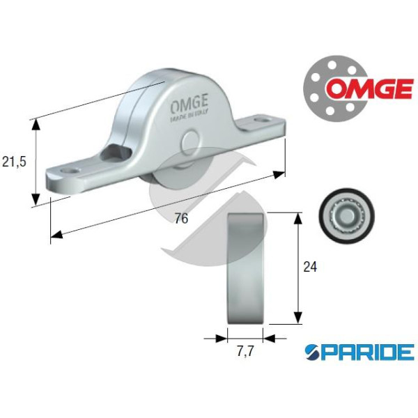 CARRELLO CON RUOTA PIANA D 24 MM 101 OMGE IN ACCIA...