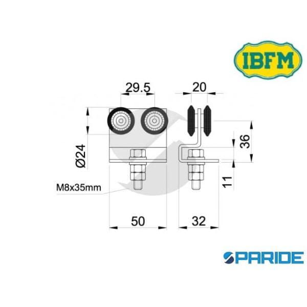 CARRELLO LAMIERA 338 4 CON 4 CUSCINETTI IBFM