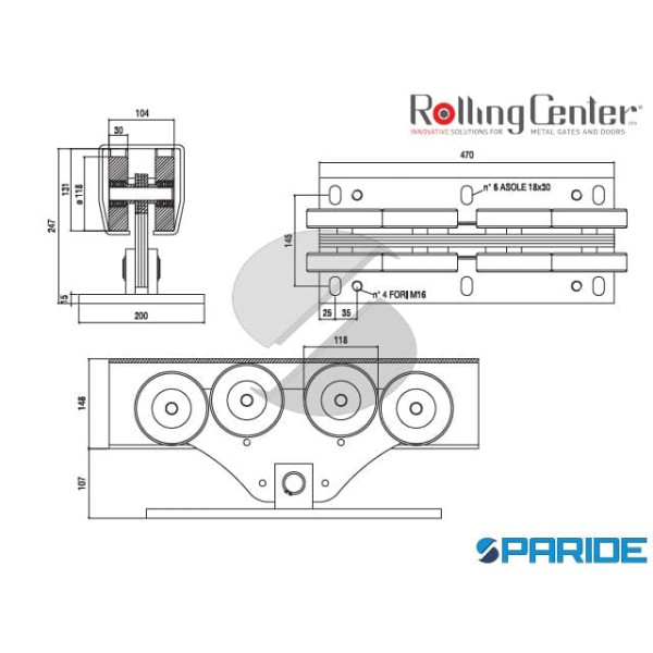 CARRELLO MAGNUM CA4RMS PER CANCELLI AUTOPORTANTI ROLLING CENTER