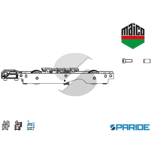 CARRELLO SINGOLO HS 16X30 250 KG 105882 MAICO POSTERIORE CON SPAZZOLE ARGENTO