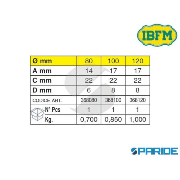 CARRUCOLA IN NYLON D 60 MM 368 N CON CUSCINETTO PER FUNE IBFM