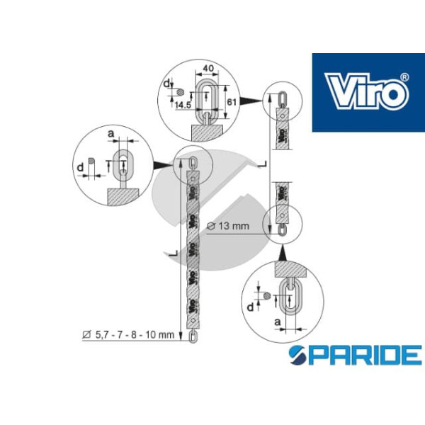 CATENA SEMIQUADRA 8 MM L 1200 MM 333 VIRO