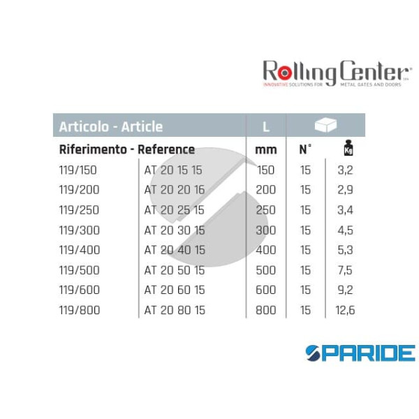 CATENACCIO 119 500 AD AVVITARE LEGGERO ROLLING CENTER