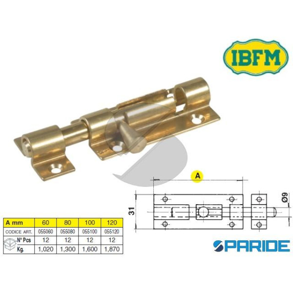 CATENACCIO 120 MM VERTICALE TONDO 55 OTTONE IBFM