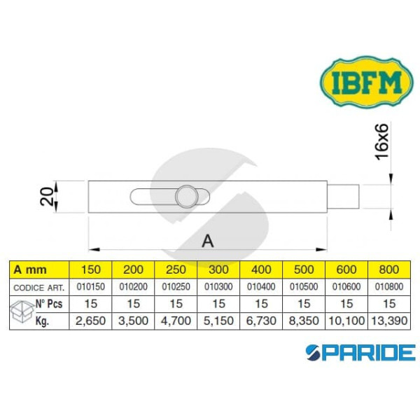CATENACCIO 150 MM VERTICALE 10 PROFILATO DA SALDARE IBFM