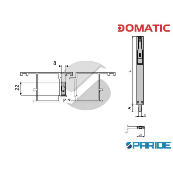 CATENACCIO 220 MM C3722B TIZIANO GRIGIO ALLUMINIO PER SERRAMENTI DOMATIC