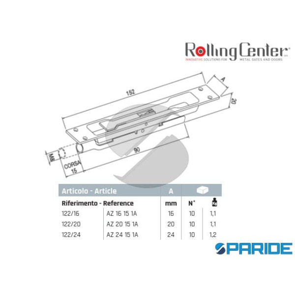 CATENACCIO A LEVA 122 16 PER SERRAMENTI METALLO ROLLING CENTER