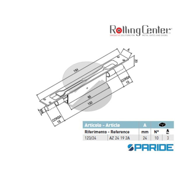 CATENACCIO A LEVA 123 24 DOPPIA AZIONE PER SERRAMENTI ROLLING CENTER