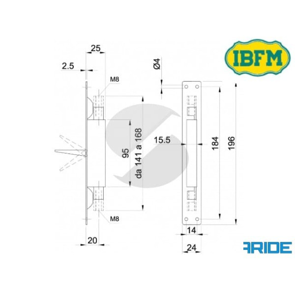 CATENACCIO A LEVA 422 DOPPIA AZIONE PER SERRAMENTI IBFM
