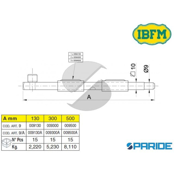CATENACCIO A SALDARE QUADRO 10X130 9\A IBFM CON PUNTA TONDA ZINCATO