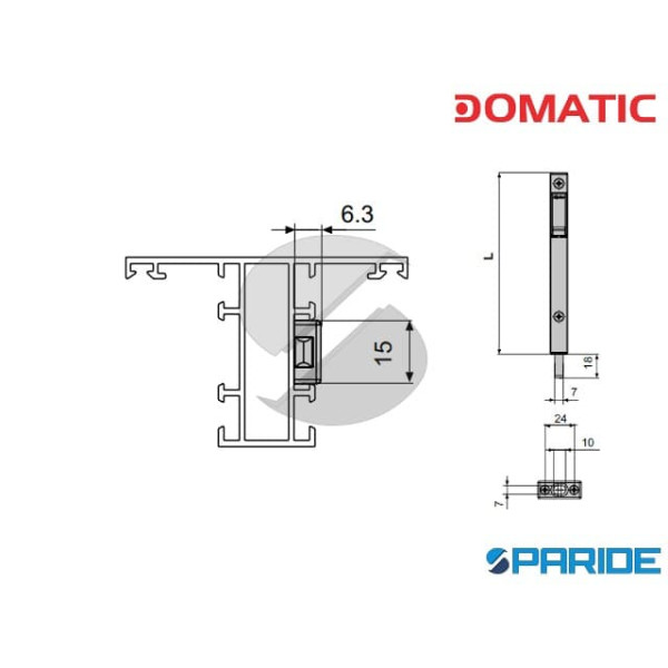 CATENACCIO AD APPOGGIO L 150 MM C3712 NERO IN ALLUMINIO DOMATIC