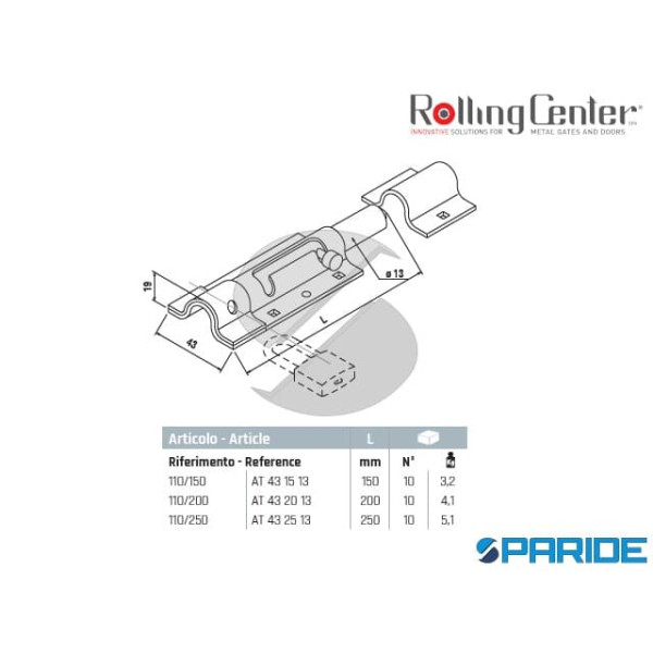 CATENACCIO AD AVVITARE 110 200 CON ASTA TONDA PESANTE ROLLING CENTER