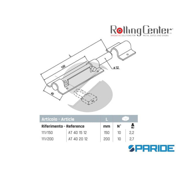 CATENACCIO AD AVVITARE 111 150 CON ASTA TONDA LEGGERO ROLLING