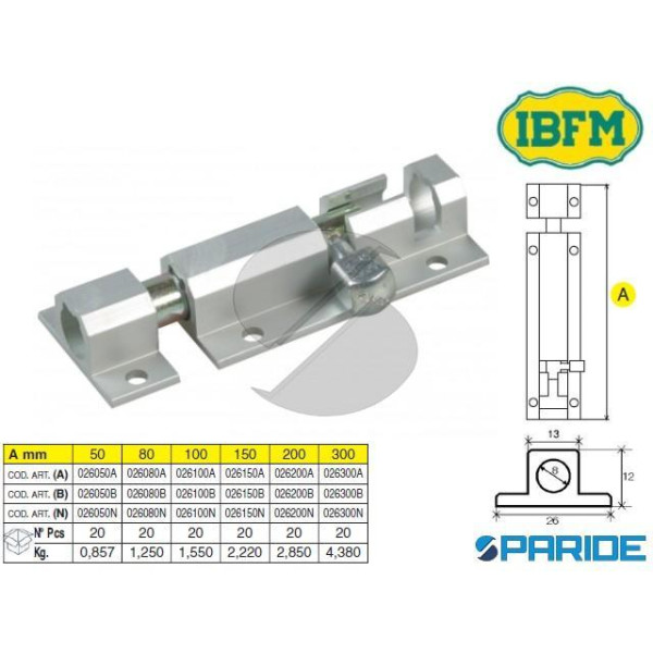 CATENACCIO ALLUMINIO 100 MM 26 ARGENTO TIPO STRETT...