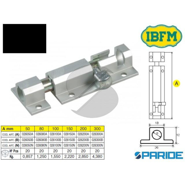 CATENACCIO ALLUMINIO 100 MM 26 NERO TIPO STRETTO I...