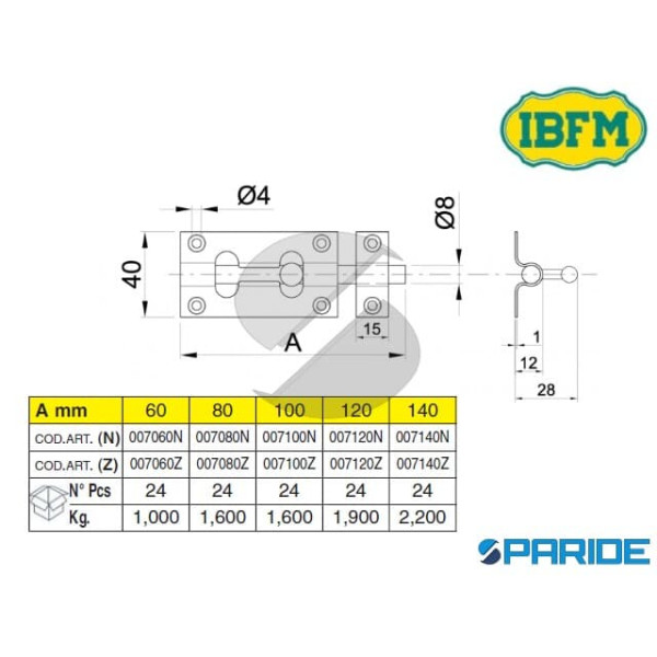 CATENACCIO CANNONE ZINCATO L 100 MM 7 IBFM