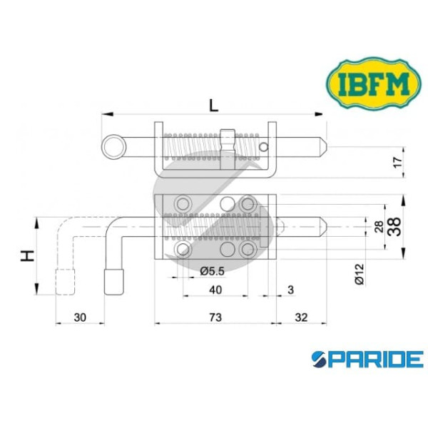 CATENACCIO CON MOLLA 170 MM PER LEGNO 57 IBFM
