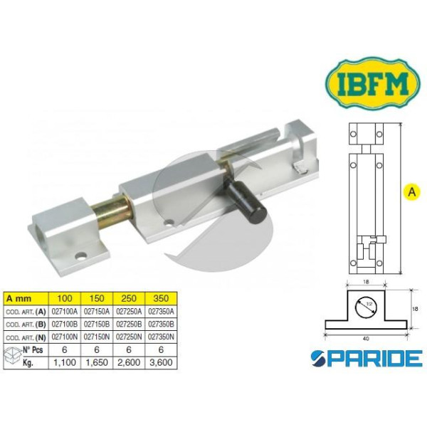 CATENACCIO IN ALLUMINIO 150 MM 27 ARGENTO LARGO IBFM