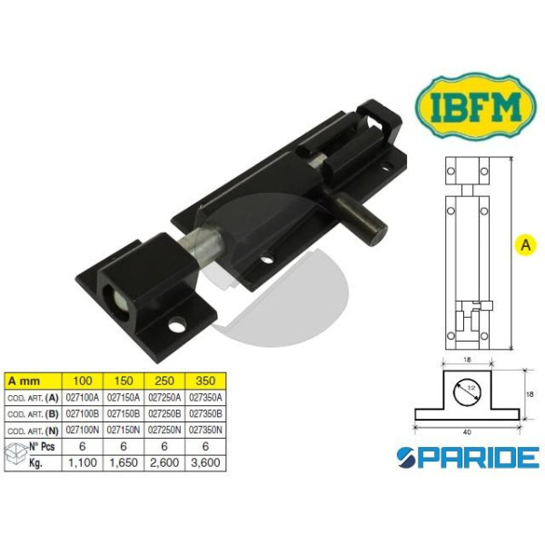 CATENACCIO IN ALLUMINIO 150 MM 27 NERO LARGO IBFM