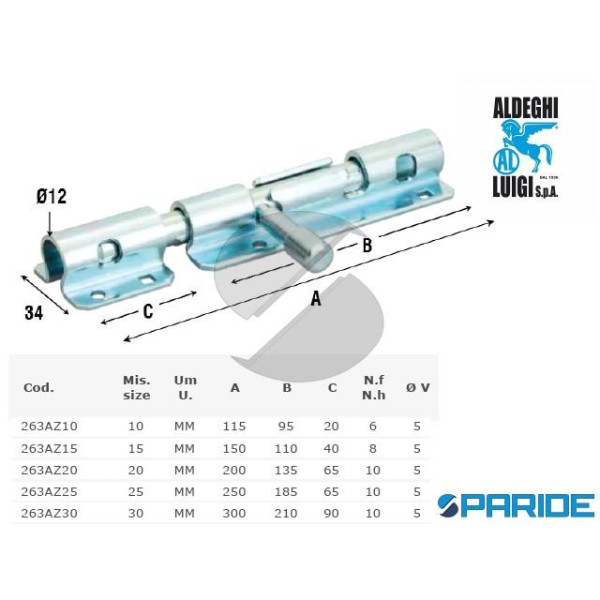 CATENACCIO PESANTE TRASVERSALE 300 MM 263AZ30 ALDE...